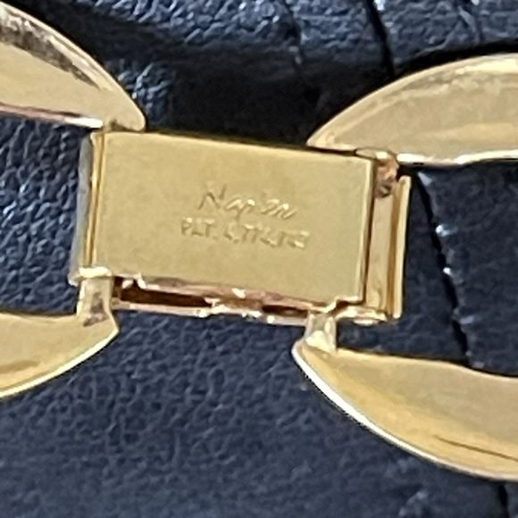 Vintage Napier Classic Oval Flat Link Chunky Necklace Gold Tone Marked Pat - Picture 4 of 4